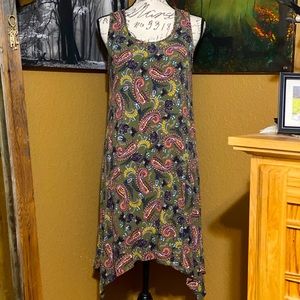 Olive NAÏF Sleeveless Asymmetrical Midi Dress